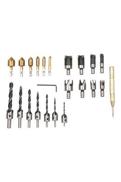 HALAMODO 23-Piece Woodworking Chamfer Drilling Tool Set Multicolour