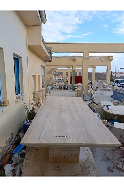 niza dekorasyon DOĞAL TRAVERTEN MANOLYA YEMEK MASASI