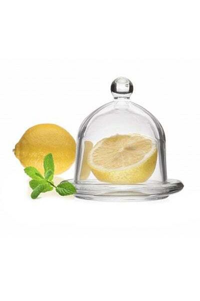 HALAMODO Glass Dome Bell Jar With Plate Clear 13x11x12.5cm