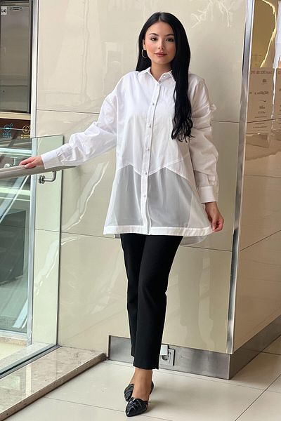Ghisa Cotton Shirt with Chiffon Detail