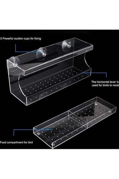 HALAMODO Acrylic Bird Feeder with Seed Tray Clear