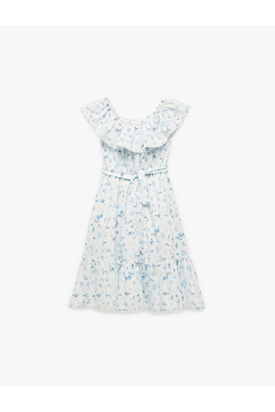 Koton Rochie florală din bumbac, cu mâneci scurte și volane