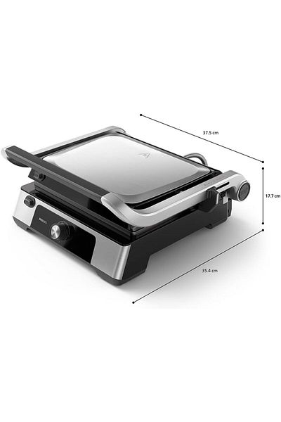 Philips Contact Grill 5000 Series - 2200W, Open 180° Flat Grilling, Adjustable Height, Removable Pl