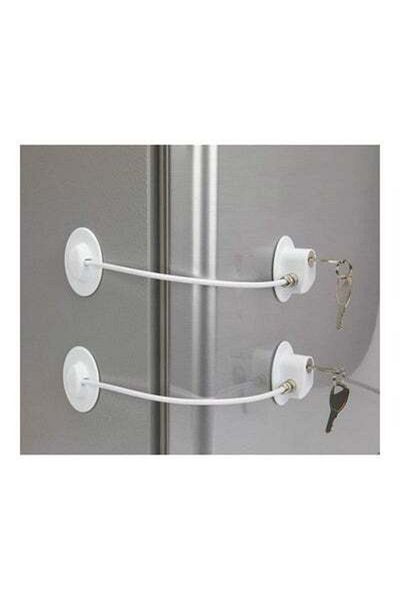 HALAMODO 2-Piece Fridge Freezer Door Lock With 4 Keys White