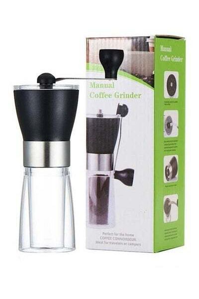 HALAMODO Manual Coffee Grinder With Grade Burrs Black/Clear