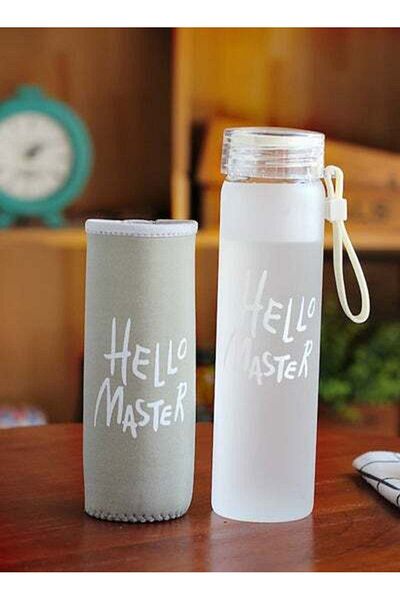HALAMODO Hello Master Borosilicate Glass Water Bottle With Nylon Sleeve White 480ml