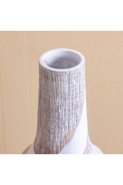 Danube Home Ava Polyresin 2-Tone Textured Vase White 18X18X47Cm | Polyresin Vase Home Decor