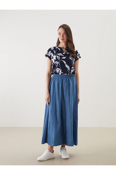 LC Waikiki Women's Jeans Skirt with Elastic Waist