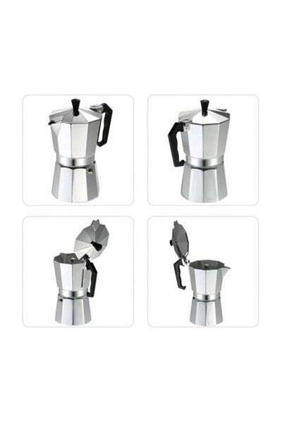 HALAMODO 3-Cup Countertop Espresso Percolator Silver/Black