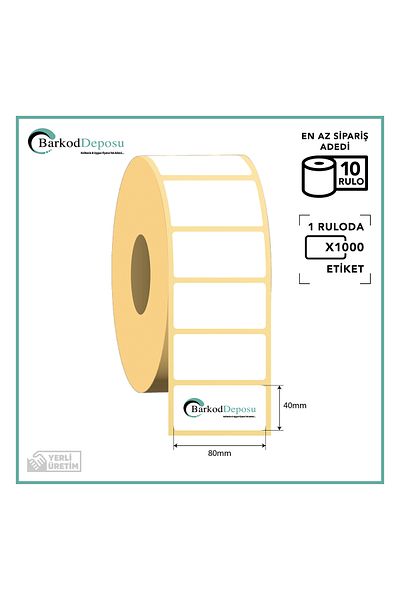Snow 80X40 Thermal Barcode Label 1000 Rolls 10 Rolls (10.000 Pieces)