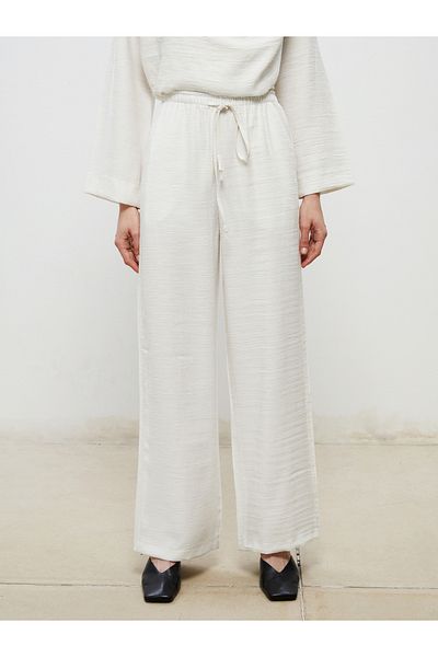 LC Waikiki Linen Look Women's Trousers with Elastic Waist