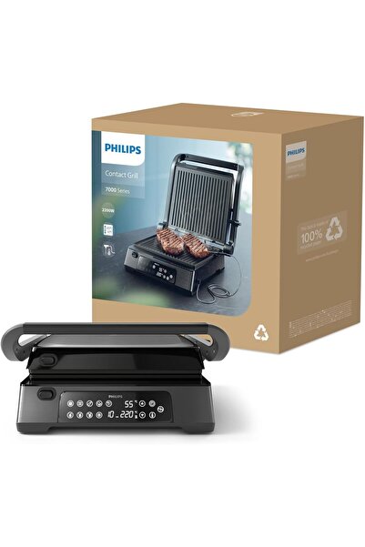 Philips 7000 Series Contact Grill - 2200W, Opens 180°, Precision Digital Control, Adjustable Height