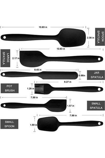 HALAMODO 6 Piece Non-Stick Spatula Set Black