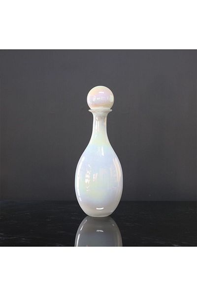 Danube Home Diana Healing Home Glass Irridescent Jar White 16X42Cm | Glass Vase Home Decor