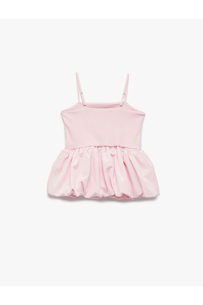 Koton Ribbed Thin Strap Sleeveless Cotton Crop Blouse