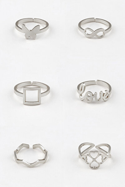 Sortie Aksesuar مجموعة من 6 حلقات من الفولاذ المقاوم للصدأ قابلة للتعديل مع أ...