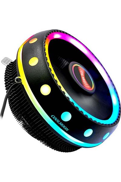 Generic مبرد وحدة المعالجة المركزية Ufox 12 فولت 3 دبابيس ملون RGB Blow Down لسطح المكتب