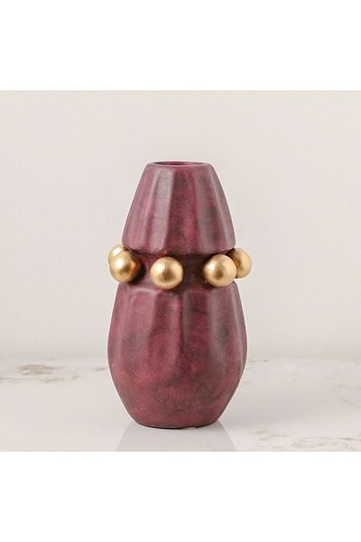 Danube Home Zenith Ceramic Vase - Red - 13.5x13.5x25 cm | 100% Ceramic Vase Home Decor