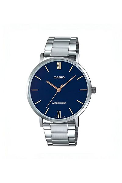 Casio Men’s Stainless Steel Minimalistic Black Dial 3-Hand Analog Watch