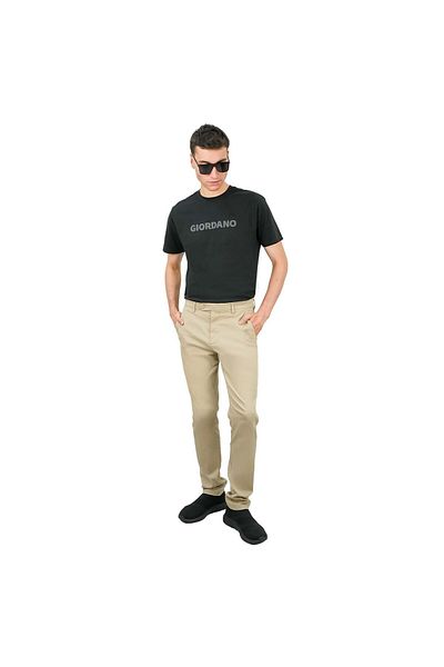 Giordano Men's Low Rise Slim Fit Cotton Twill Khakis