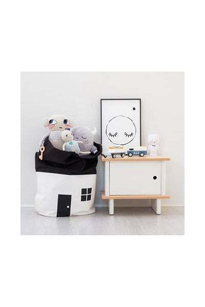 HALAMODO Room Decoration Large Capacity House Patern Storage Bag White 65x36x20cm