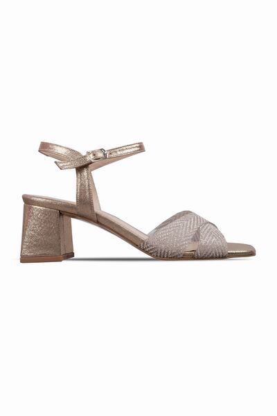 MY DERİ Γυναικεία παπούτσια Dahy με χιαστί λουράκια, σετ Χοντρό τακούνι τεμαχ...