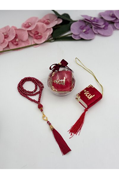 Uğurlu Hac Set de 10 mini corzi de rugăciune din perle de Coran în recipient.