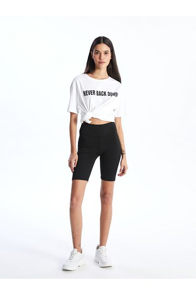 LC Waikiki Women's Elastic Waist Extra Skinny Fit Plain Shorts Leggings