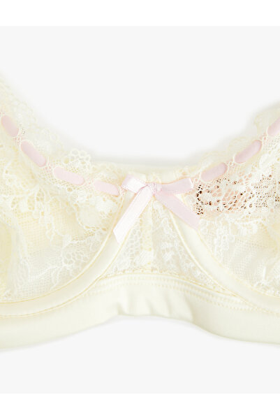 Koton Transparent Bow Underwire Lace Bra