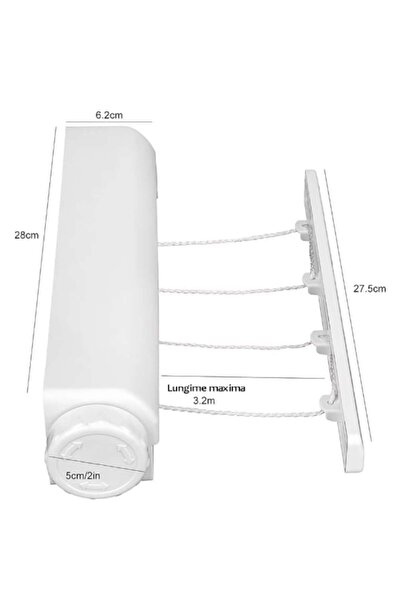 HOZRO Retractable Clothes Dryer HOZRO, Wall-mounted with Installation Kit, 4 Strings x 3.2m