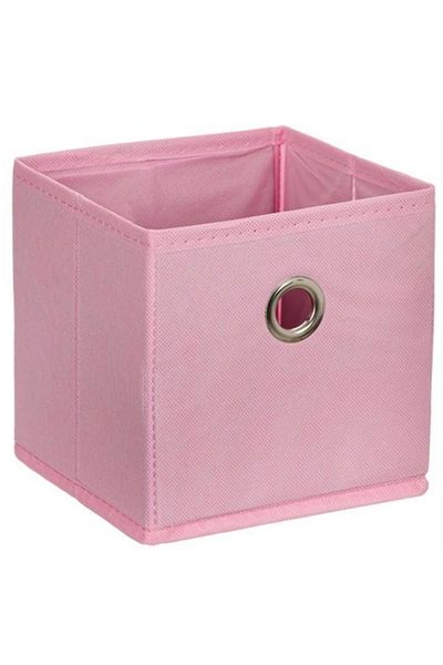OEM Set of 4 storage boxes for small items, pink, with metal ring, 15 x 15 x 15 cm