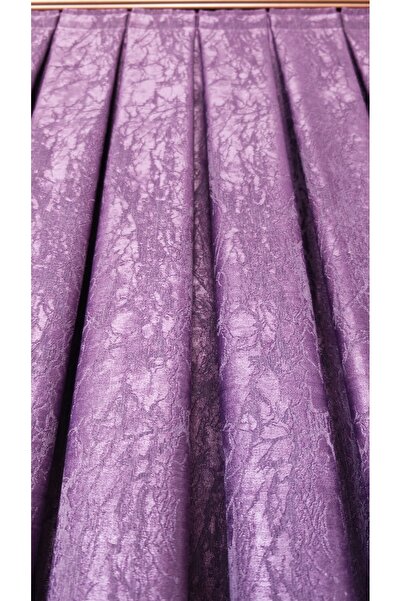 Yuka Saten Dokulu Mermer Desen Mürdüm Pano Fon Perde Lüks TEK KANAT 1/3 Sık Pileli