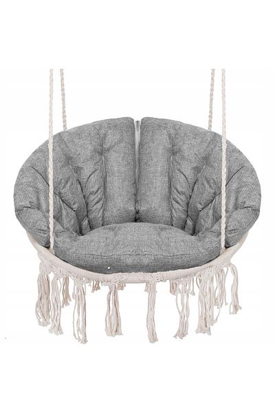 SERSIMO Round Hanging Rocking Chair with Cushion Comfort Plus Home or Garden, Beige