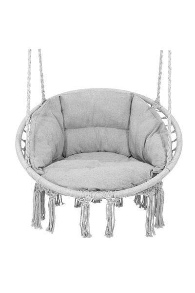 SERSIMO Round Hanging Rocking Chair with Cushion Comfort Plus Home or Garden, Grey