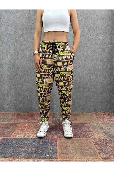 FıttingRoom Elastic Waist Carrot Patterned Trousers