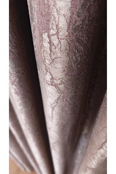 Yuka Σατέν με υφή μαρμάρινο σχέδιο Σκούρο καφέ πάνελ φόντο κουρτίνα πολυτελείας ΜΟΝΟ ΦΥΛΑΚΤΙΚΟ 1/3 συμπαγή πλισέ