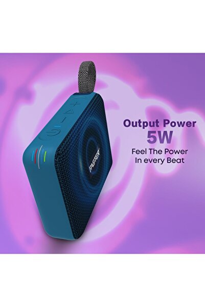 Faster GrooveX Portable Waterproof Bluetooth Speaker, IPX7, 20H Playback, 5W (Navy Blue)