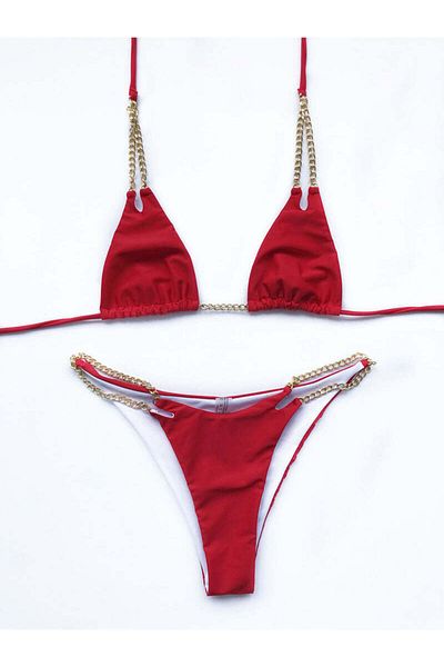 WildFashion 2-piece swimsuit accessorized with metal chains SW2304-3