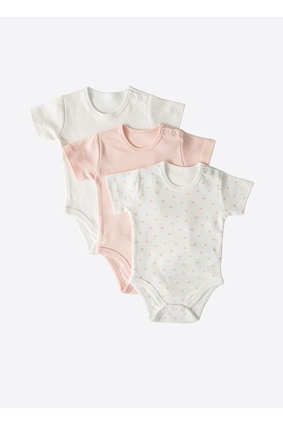 kitikate Organic New Dreams 3-Piece Short Sleeve Bodysuit Pink