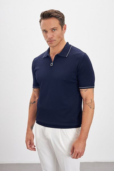 Paşahan Polo Neck Zippered Knitwear Men's T-Shirt