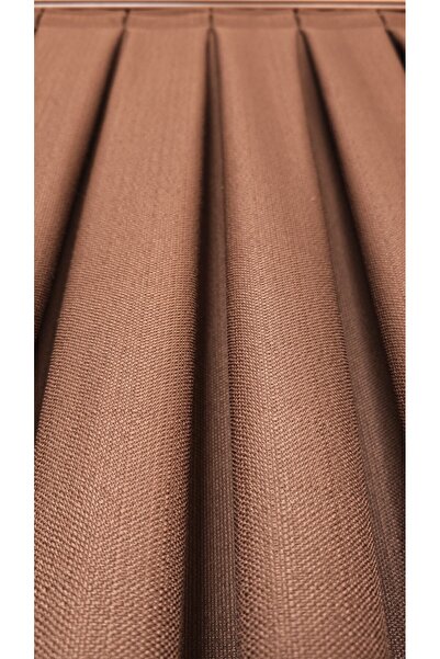 Yuka Linen Textured Dark Coffee Panel Background Curtain Luxury Heavy Weighted Single Wing 1/3 Tight Pleated Solid Color