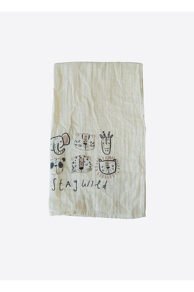 kitikate Organic Stay Wild Muslin Blanket Natural