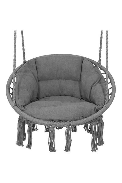 SERSIMO Round Hanging Rocking Chair with Cushion Comfort Plus Home or Garden, Dark Grey