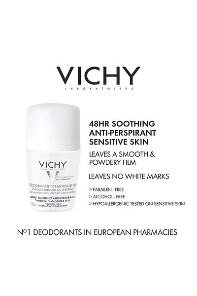 Vichy Vichy 2-Piece Concentrated Antiperspirant Roll-On for Sensitive Skin - 50+50ml