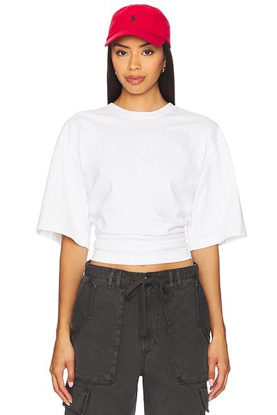 AFR CLOTHES Women's Wrinkled Double Layer Jersey Wide Sleeve Crop Top