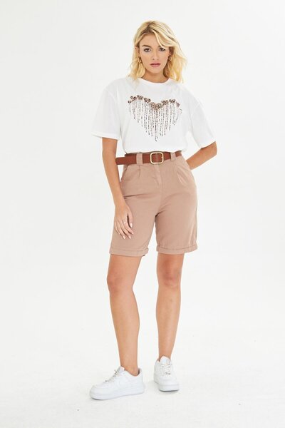 TIFFANY&TOMATO Duble Paça Kemerli Gabardin Şort