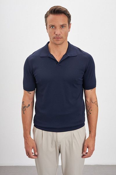 Paşahan Polo Neck Patched Knitwear Men's T-Shirt