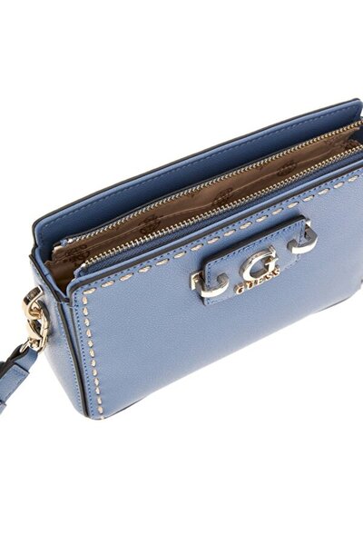 Guess Nastra Mini Crossbody Top Zip Women's Anthracite Mini Bag Hwbg9637720-Sla