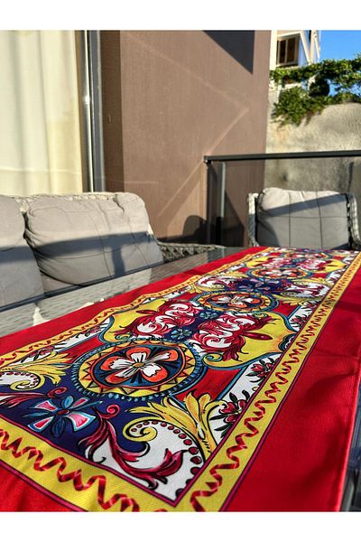 Karam Home 140X50 cm Stain-Resistant Printed Milano Series Red Runner