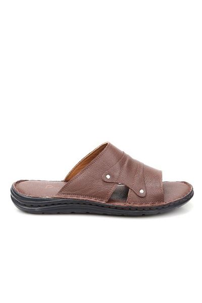 PİSAGOR Pisagor Ps-33530 Orthopedic Men's Massage Sole Genuine Leather Slippers
